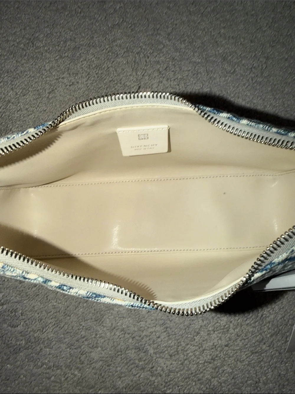 Givenchy Denim Logo Jacquard Shoulder Bag in Blue and White
